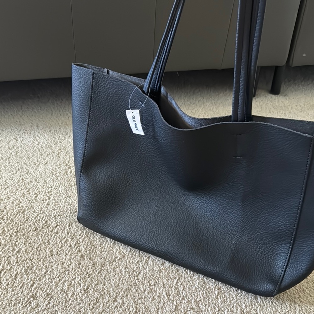 Old Navy Elegant Black Leather Tote Bag